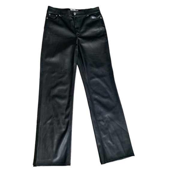 Zara Straight Leg Pleather Black Pant Size 8 . - Picture 3 of 6